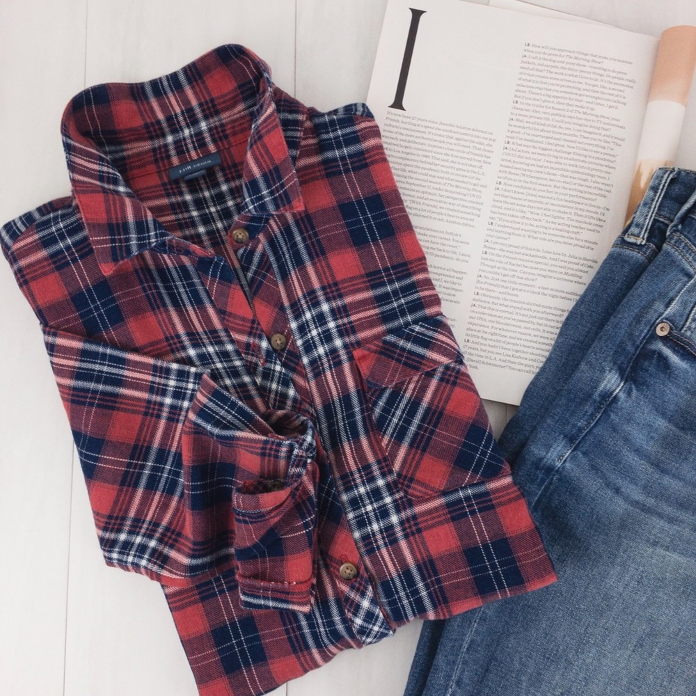 J.Jill • Red Plaid Yarn-Dyed Tunic